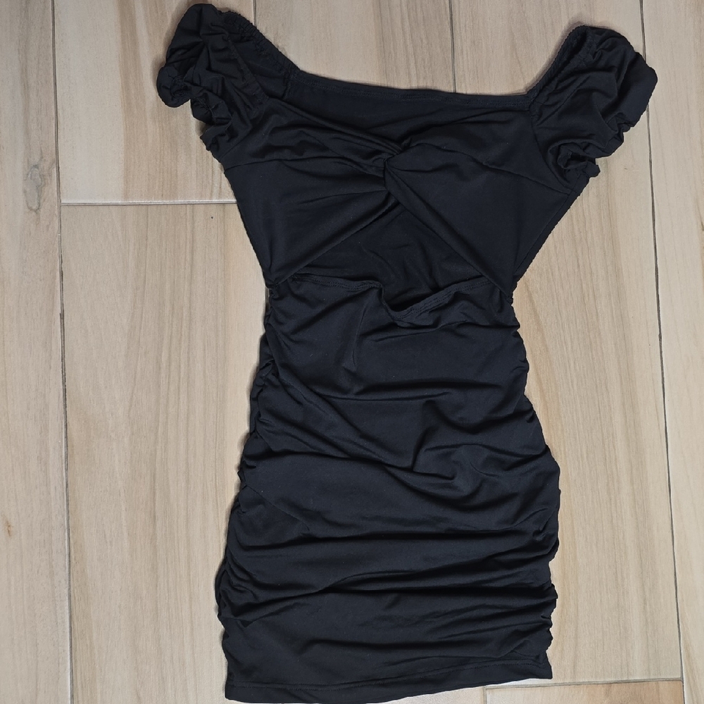 SHEIN Black Ruched Mini Dress